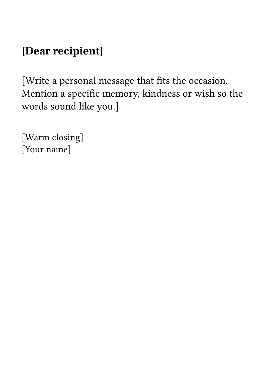 Greeting Card Template — English starter preview
