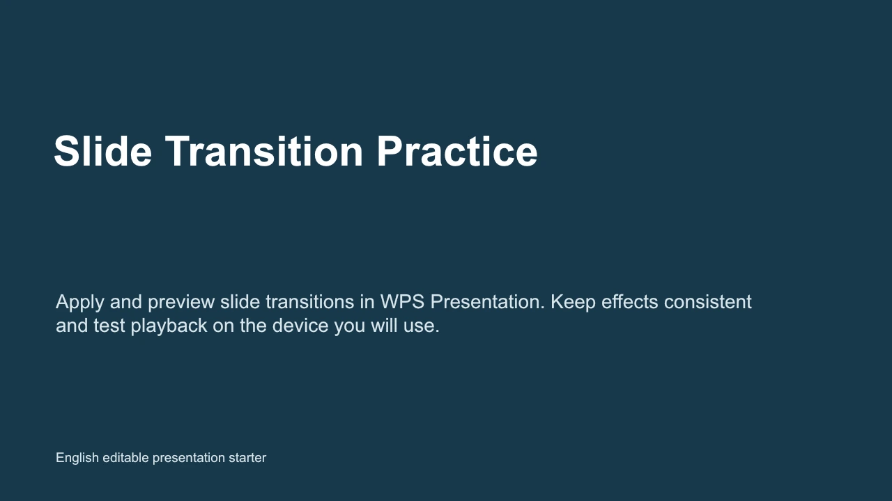 Przejścia programu PowerPoint — Podgląd przykładowego pliku po angielsku