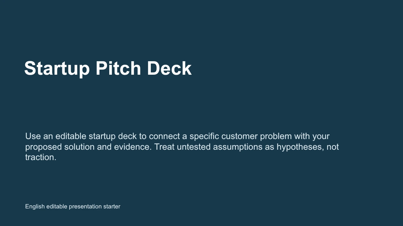 Startup-Pitch-Deck — Vorschau der englischen Beispieldatei