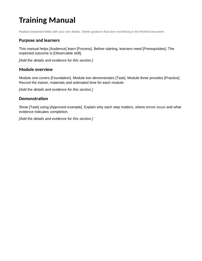 Templat Manual Latihan — Pratonton fail contoh bahasa Inggeris