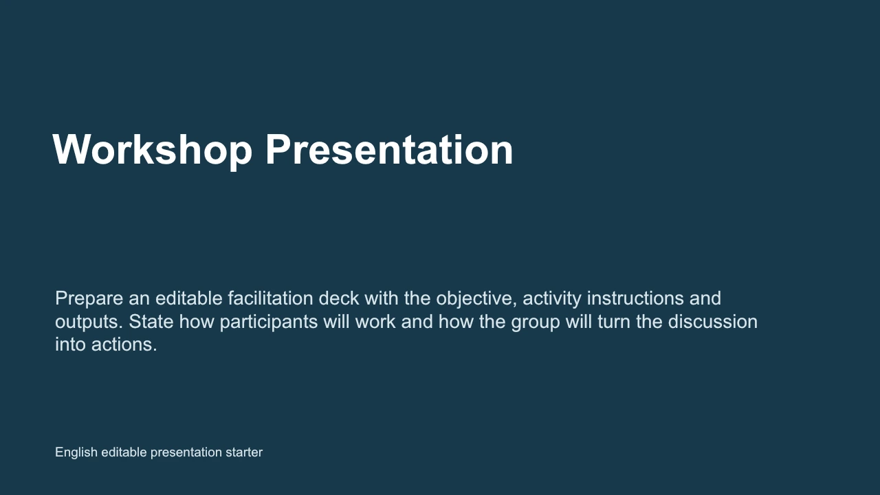 Presentasyon sa Workshop — Preview ng halimbawang file sa Ingles