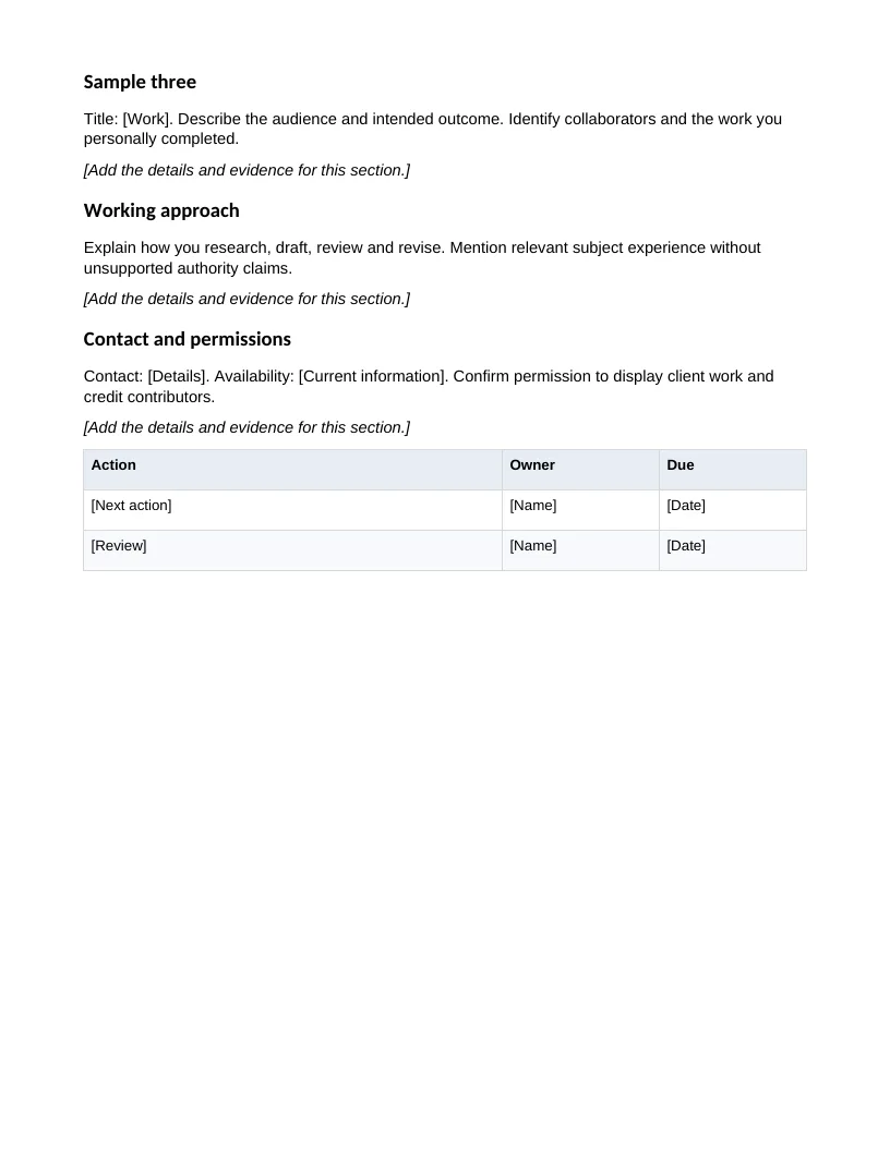 Writing Portfolio Template — English starter preview